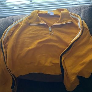 Mustard (yellow) cropped half zip